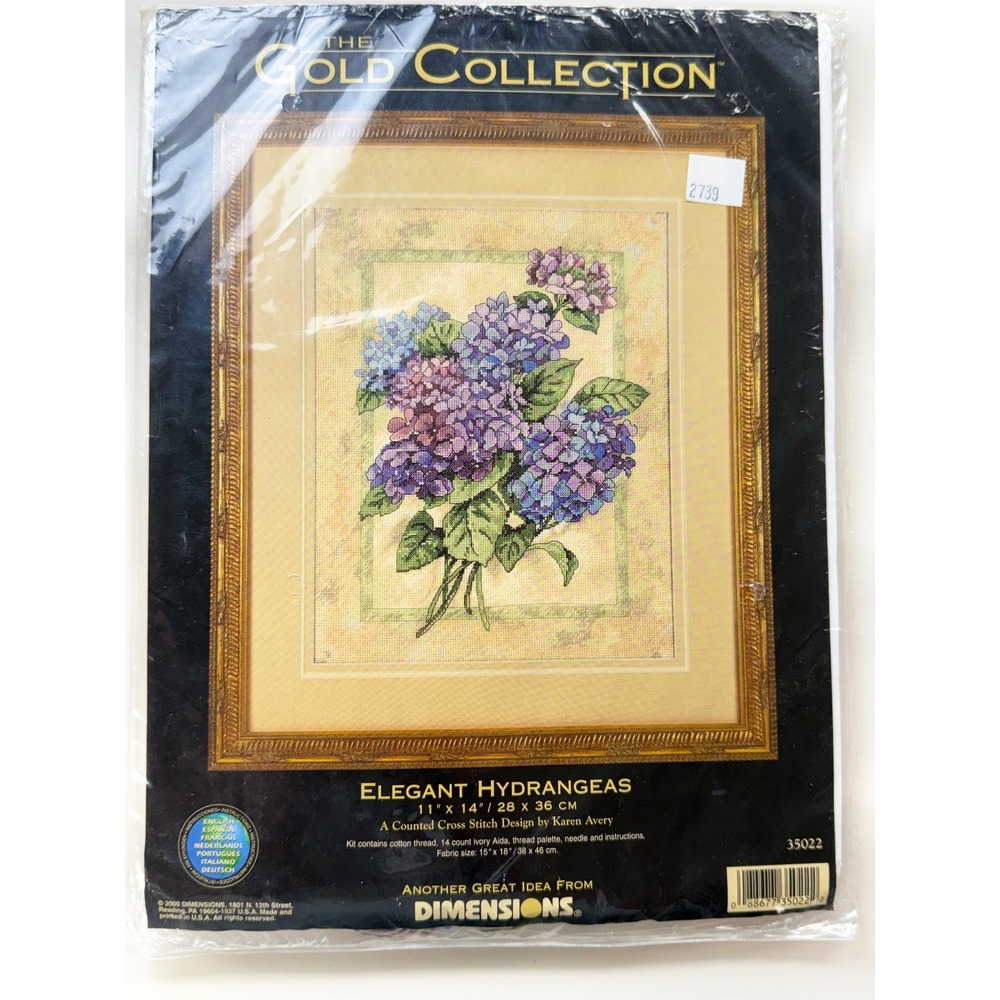 Dimensions Elegant Hydrangeas 35022 The Gold Collection Cross Stitch Kit